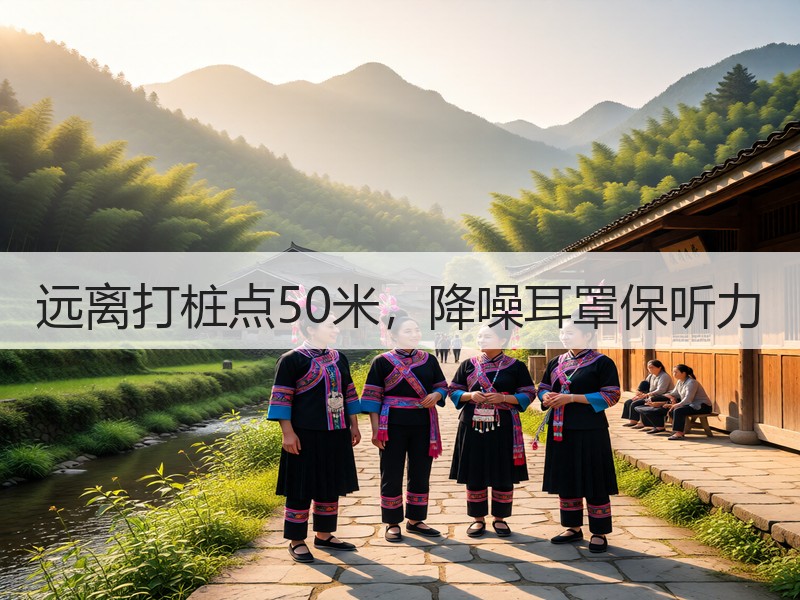 远离打桩点50米，降噪耳罩保听力