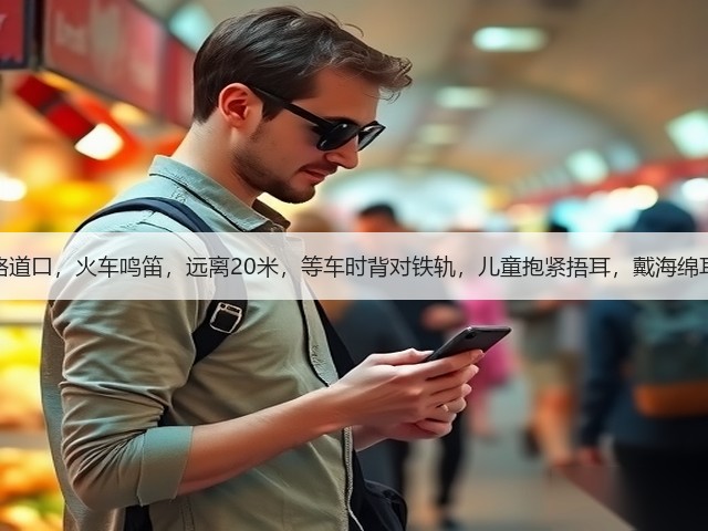 铁路道口,火车鸣笛,远离20米,等车时背对铁轨,儿童抱紧捂耳,戴海绵耳塞(图1) 铁路道口,火车鸣笛,远离20米,等车时背对铁轨,儿童抱紧捂耳,戴海绵耳塞(图1)