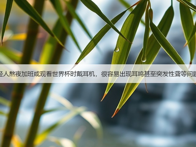 年轻人熬夜加班或观看世界杯时戴耳机，很容易出现耳鸣甚至突发性聋等问题。(图1)